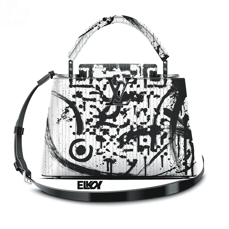 Louis Vuitton ArtQrCode® artwork drawn as a handbag in black and white