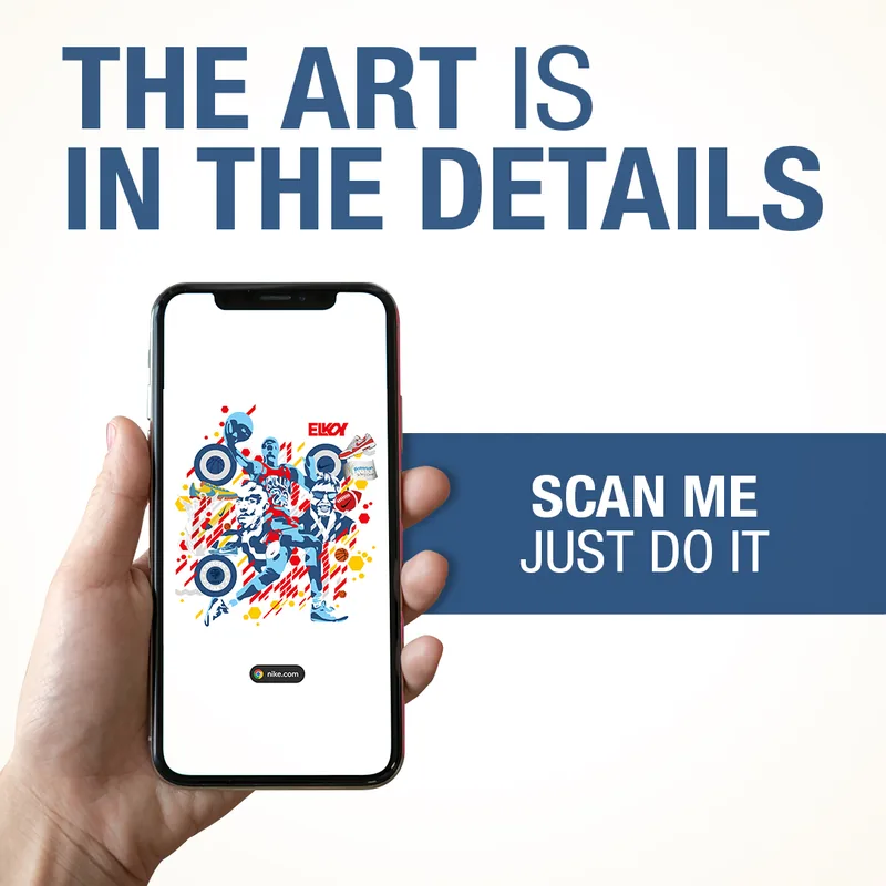 Smartphone scanning the Nike ArtQrCode®