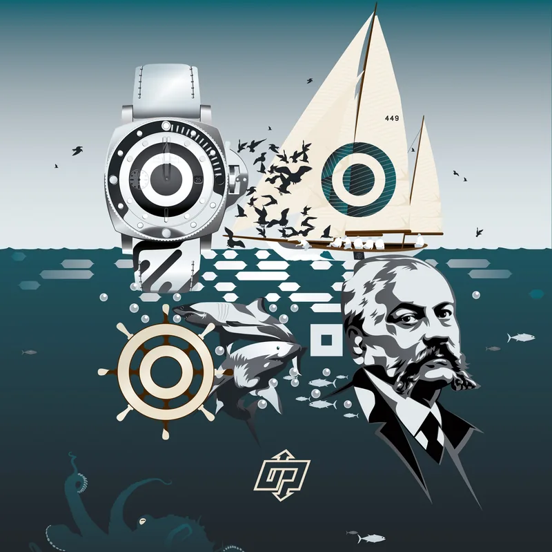 Panerai ArtQrCode® artwork: Giovanni Panerai, the Eilean yacht and a Submersible watch